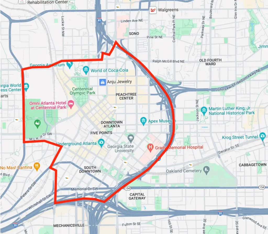 Map of downtown Atlanta